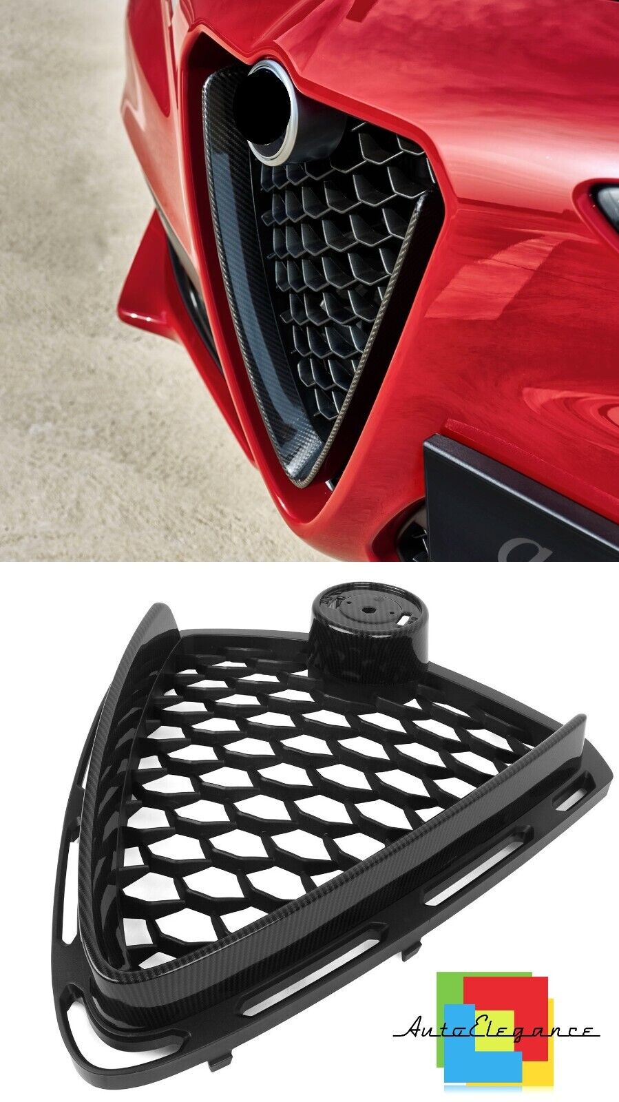 GRIGLIA NIDO D'APE CARBONIO NERO LUCIDO ADATTO PER ALFA ROMEO STELVIO