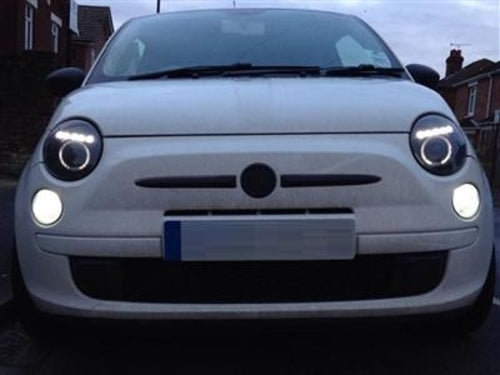 💫ART.6336 FARI 'OCCHI D'ANGELO' PROIETTORE CROMATO LED per FIAT 500 2007-2015 💫