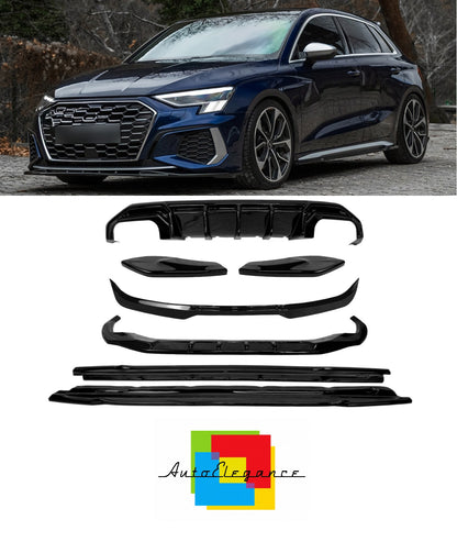💕Bodykit  adatto per  AUDI S3/A3 S-LINE 8Y  nero  lucido💕
