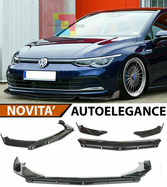 0159 VW GOLF 8 VIII 2019+ SPLITTER PARAURTI ANTERIORE NERO LUCIDO LOOK RS AUTOELEGANCERICAMBI
