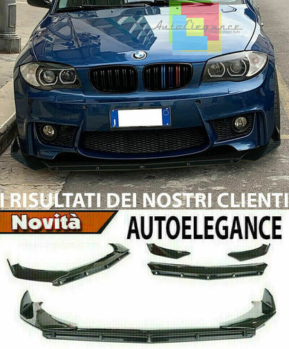 BMW SERIE 1 E81 E87 E82 SPLITTER PARAURTI ANTERIORE NERO LUCIDO LOOK RS AUTOELEGANCERICAMBI