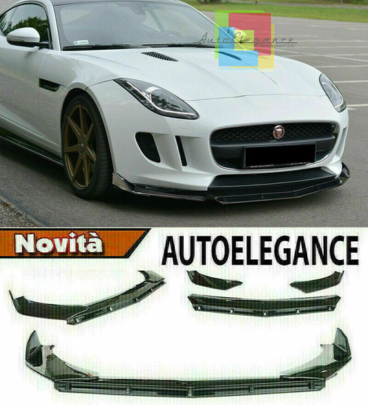 0194 JAGUAR F-TYPE SPLITTER PARAURTI ANTERIORE NERO LUCIDO LOOK RS AUTOELEGANCERICAMBI