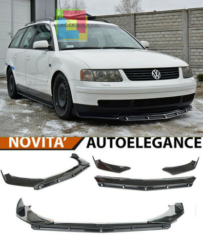 0261 VW PASSAT B5 3B SPLITTER PARAURTI ANTERIORE NERO LUCIDO LOOK RS AUTOELEGANCERICAMBI