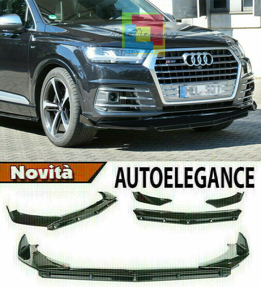 0197 AUDI Q7 SQ7 4M 2015+ SPLITTER PARAURTI ANTERIORE NERO LUCIDO LOOK RS AUTOELEGANCERICAMBI