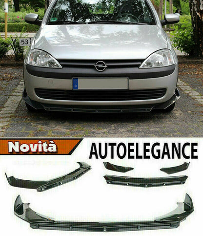 0223 OPEL CORSA C SPLITTER PARAURTI ANTERIORE NERO LUCIDO LOOK RS AUTOELEGANCERICAMBI