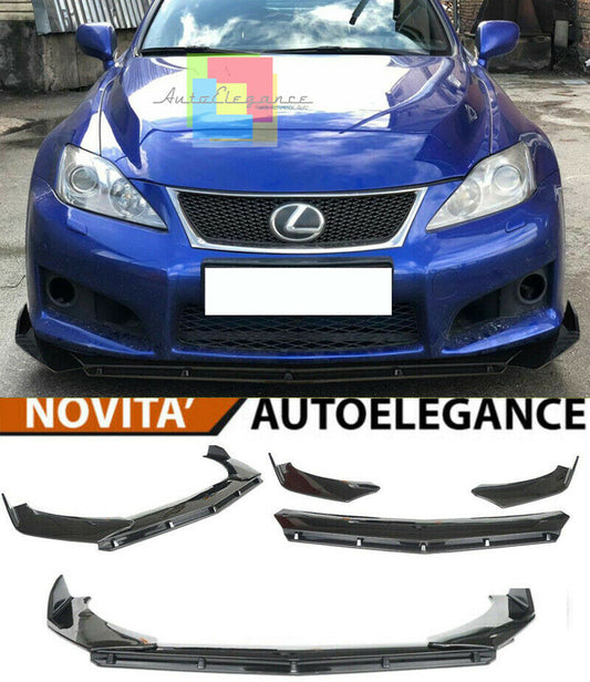 0253 LEXUS IS II 2005-2013 SPLITTER PARAURTI ANTERIORE NERO LUCIDO LOOK RS AUTOELEGANCERICAMBI