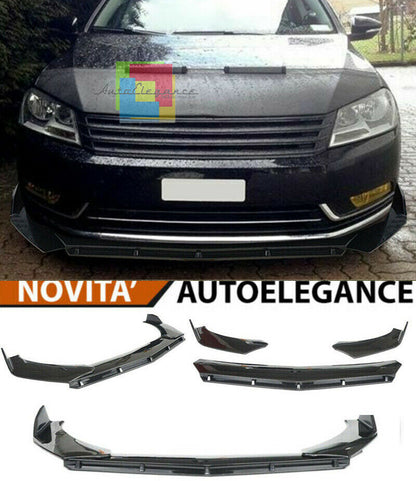 0279 VW PASSAT B7 SPLITTER PARAURTI ANTERIORE NERO LUCIDO LOOK RS AUTOELEGANCERICAMBI