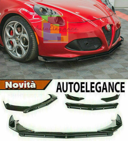 0203 ALFA ROMEO 4C SPLITTER PARAURTI ANTERIORE NERO LUCIDO LOOK RS AUTOELEGANCERICAMBI