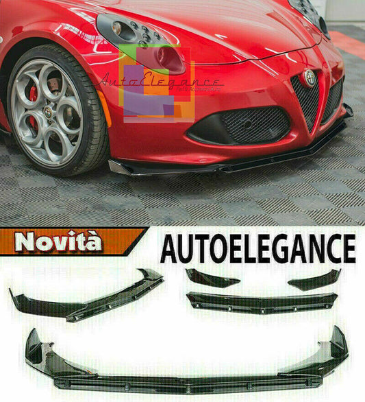 0203 ALFA ROMEO 4C SPLITTER PARAURTI ANTERIORE NERO LUCIDO LOOK RS AUTOELEGANCERICAMBI