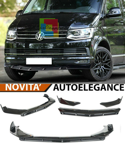 VW TRANSPORTER T6 FRONT BUMPER SPLITTER GLOSS BLACK RS LOOK