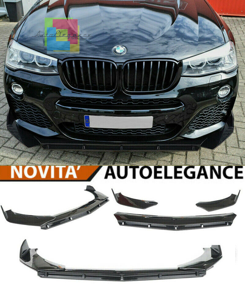 0263 BMW X4 F26 SPLITTER PARAURTI ANTERIORE NERO LUCIDO LOOK RS AUTOELEGANCERICAMBI