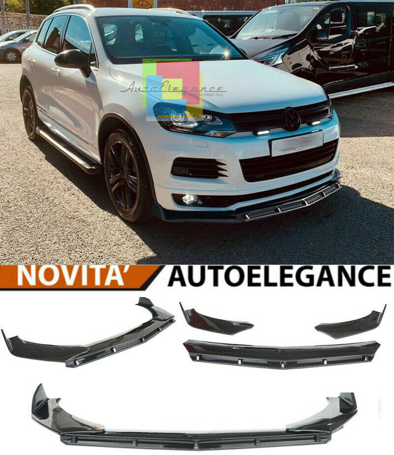 0247 VW TOUAREG 7P SPLITTER PARAURTI ANTERIORE NERO LUCIDO LOOK RS AUTOELEGANCERICAMBI