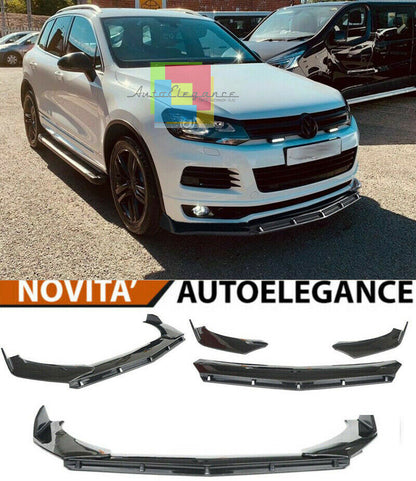 0247 VW TOUAREG 7P SPLITTER PARAURTI ANTERIORE NERO LUCIDO LOOK RS AUTOELEGANCERICAMBI
