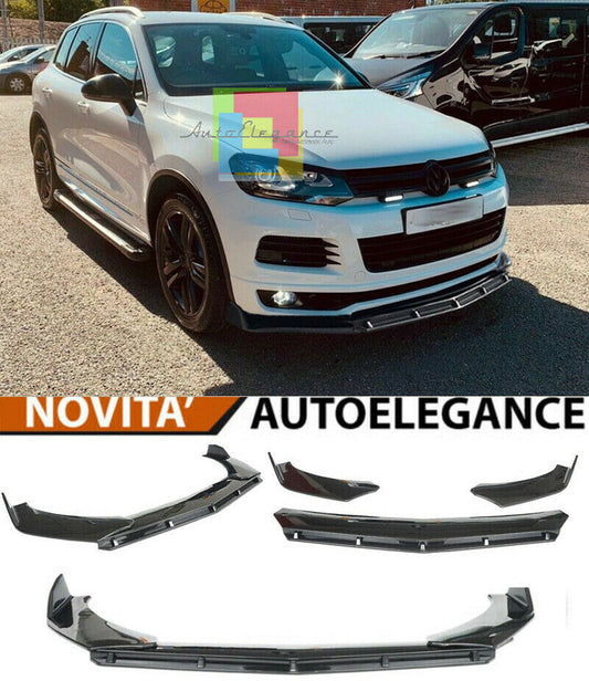 0247 VW TOUAREG 7P SPLITTER PARAURTI ANTERIORE NERO LUCIDO LOOK RS AUTOELEGANCERICAMBI