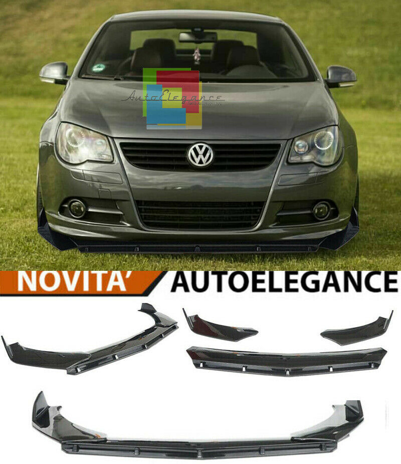 0248 VW EOS SPLITTER PARAURTI ANTERIORE NERO LUCIDO LOOK RS AUTOELEGANCERICAMBI