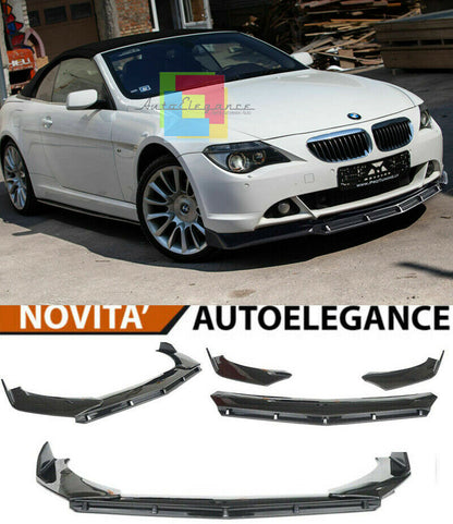 0245 BMW SERIE 6 E63 E64 SPLITTER PARAURTI ANTERIORE NERO LUCIDO LOOK RS AUTOELEGANCERICAMBI