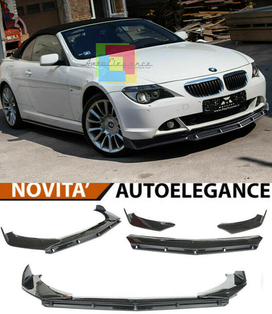 0245 BMW SERIE 6 E63 E64 SPLITTER PARAURTI ANTERIORE NERO LUCIDO LOOK RS AUTOELEGANCERICAMBI