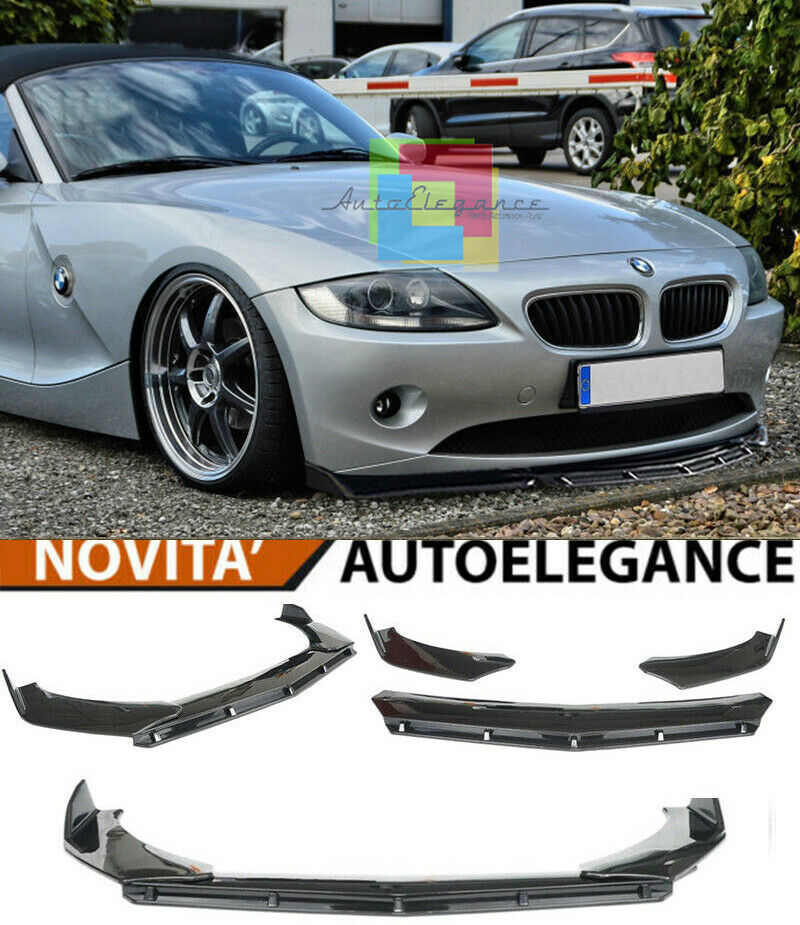 0275 BMW Z4 E85 SPLITTER PARAURTI ANTERIORE NERO LUCIDO LOOK RS AUTOELEGANCERICAMBI