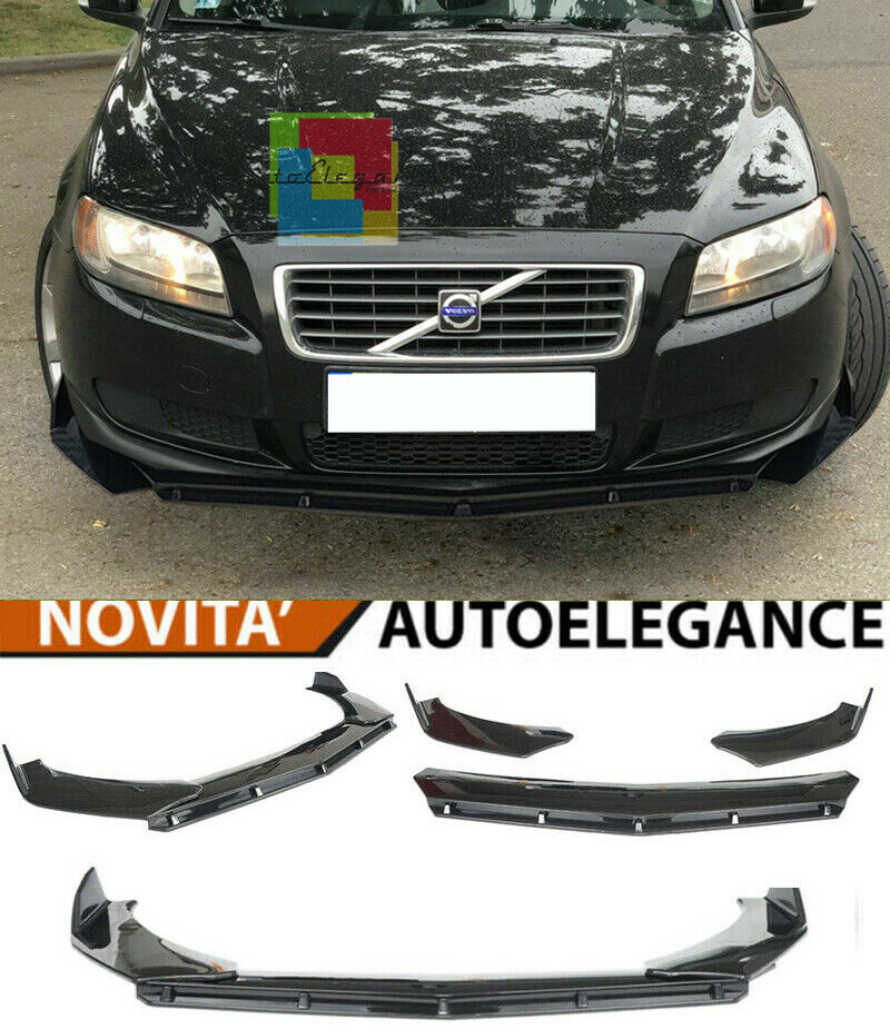 0254 VOLVO S80 II MK2 SPLITTER PARAURTI ANTERIORE NERO LUCIDO LOOK RS AUTOELEGANCERICAMBI