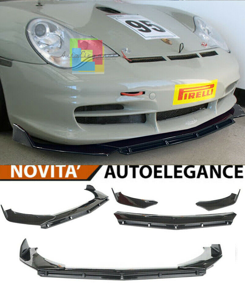 0278 PORSCHE 911 996 BOXSTER 986 SPLITTER PARAURTI ANTERIORE NERO LUCIDO LOOK RS AUTOELEGANCERICAMBI