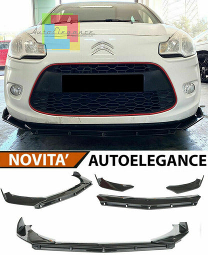 0168 CITROEN C3 II SPLITTER PARAURTI ANTERIORE NERO LUCIDO LOOK RS AUTOELEGANCERICAMBI