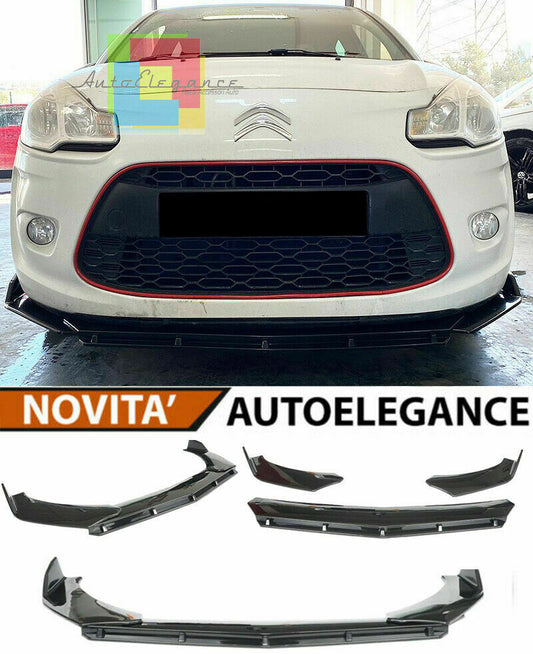 0168 CITROEN C3 II SPLITTER PARAURTI ANTERIORE NERO LUCIDO LOOK RS AUTOELEGANCERICAMBI