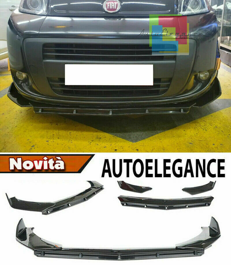 0238 FIAT QUBO SPLITTER PARAURTI ANTERIORE NERO LUCIDO LOOK RS AUTOELEGANCERICAMBI