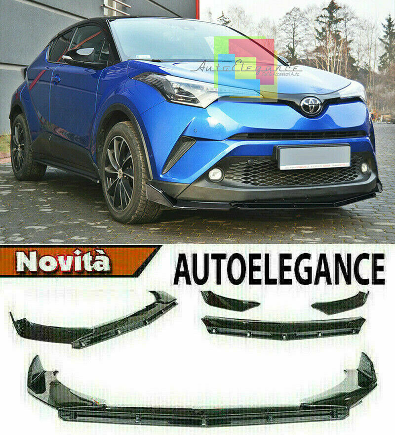 0199 TOYOTA C-HR SPLITTER PARAURTI ANTERIORE NERO LUCIDO LOOK RS AUTOELEGANCERICAMBI