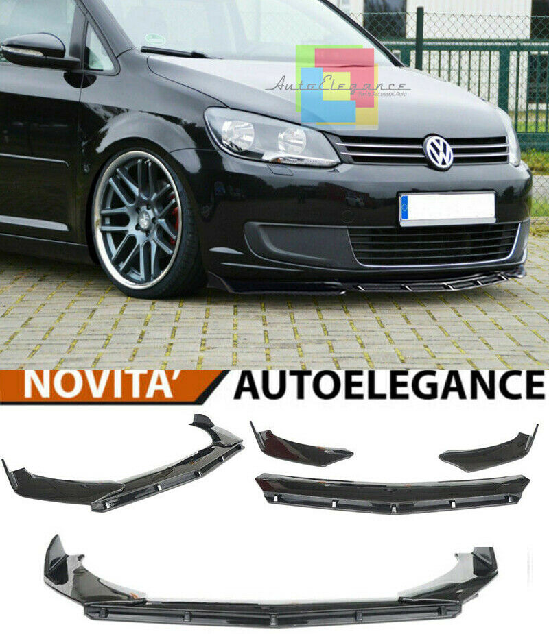 0269 VW TOURAN 1T SPLITTER PARAURTI ANTERIORE NERO LUCIDO LOOK RS AUTOELEGANCERICAMBI