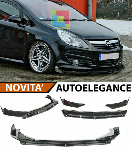 0165 OPEL CORSA D SPLITTER PARAURTI ANTERIORE NERO LUCIDO LOOK RS AUTOELEGANCERICAMBI