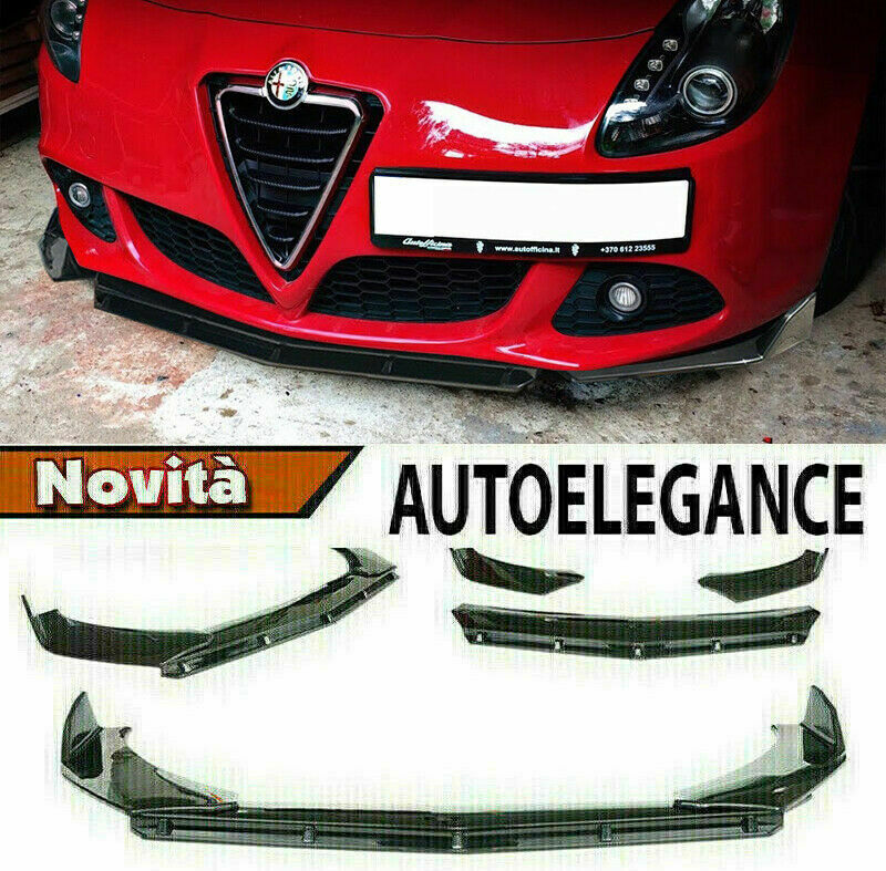 0207 ALFA ROMEO GIULIETTA SPLITTER PARAURTI ANTERIORE NERO LUCIDO LOOK RS AUTOELEGANCERICAMBI