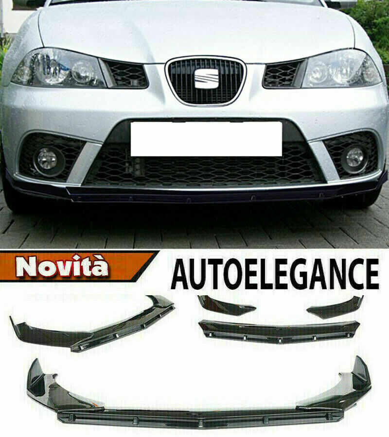 0228 SEAT IBIZA III 6L SPLITTER PARAURTI ANTERIORE NERO LUCIDO LOOK RS AUTOELEGANCERICAMBI