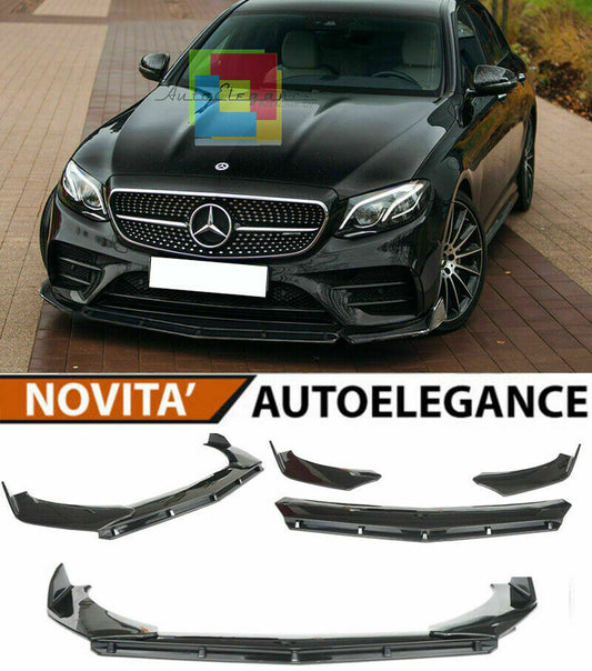 0174 MERCEDES CLASSE E W213 S213 SPLITTER PARAURTI ANTERIORE NERO LUCIDO LOOK RS AUTOELEGANCERICAMBI