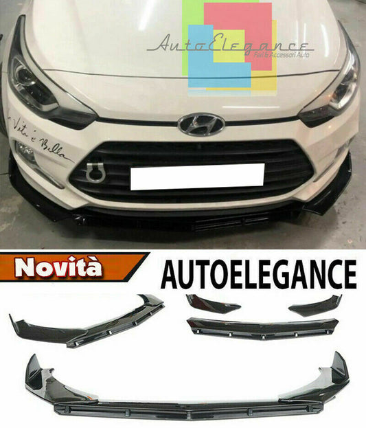 0234 HYUNDAI I20 2015+ SPLITTER PARAURTI ANTERIORE NERO LUCIDO LOOK RS AUTOELEGANCERICAMBI