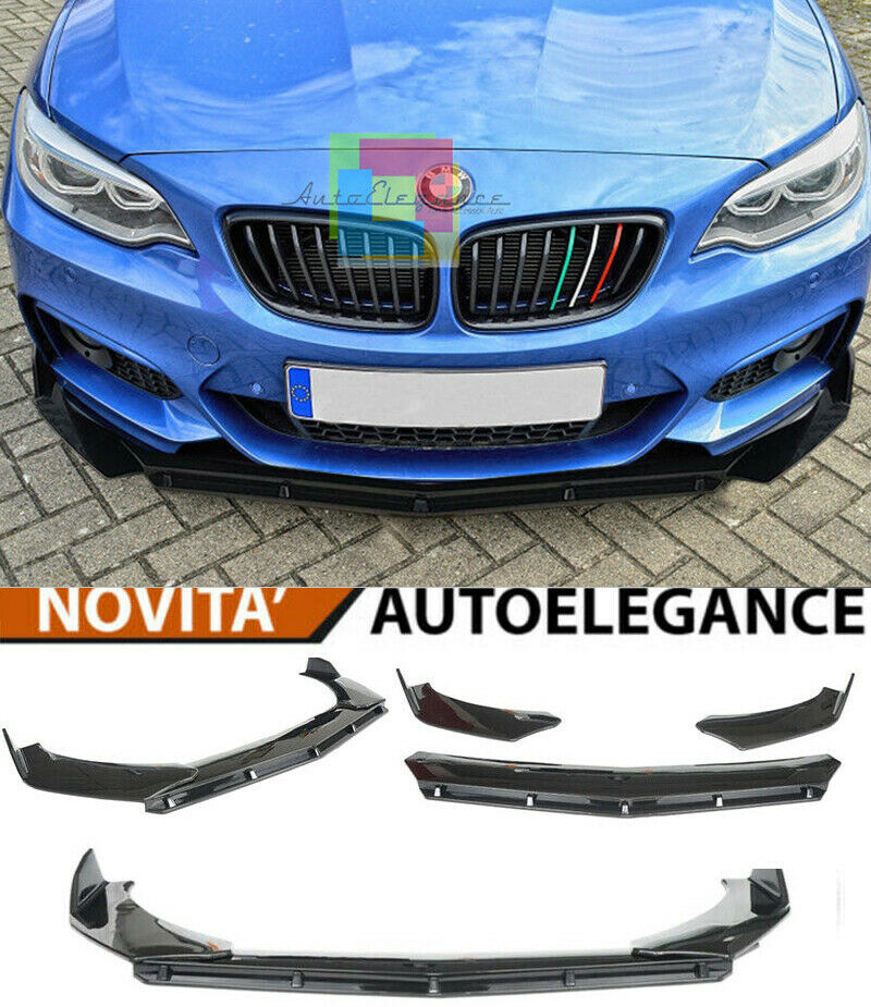 0268 BMW SERIE 2 F22 F23 SPLITTER PARAURTI ANTERIORE NERO LUCIDO LOOK RS AUTOELEGANCERICAMBI