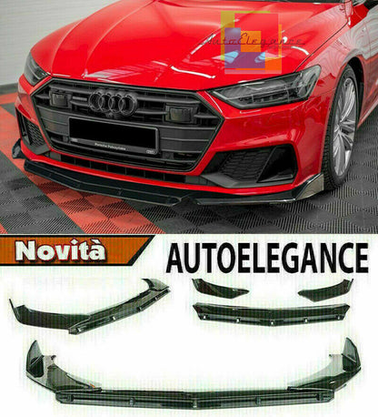 0185 AUDI A7 S7 C8 SPLITTER PARAURTI ANTERIORE NERO LUCIDO LOOK RS AUTOELEGANCERICAMBI