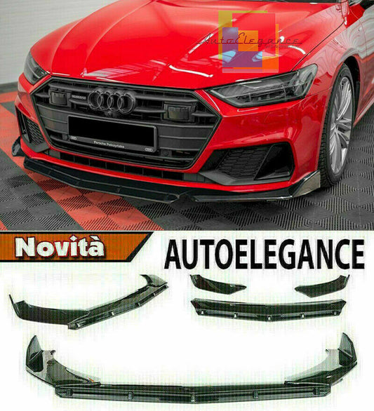 0185 AUDI A7 S7 C8 SPLITTER PARAURTI ANTERIORE NERO LUCIDO LOOK RS AUTOELEGANCERICAMBI