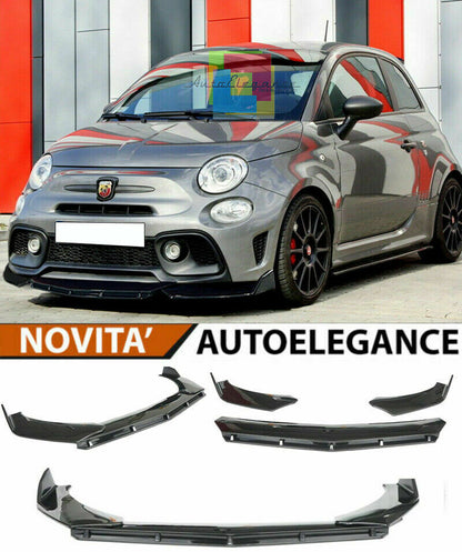 0143 FIAT 500 / 500 ABARTH SPLITTER PARAURTI ANTERIORE NERO LUCIDO LOOK RS AUTOELEGANCERICAMBI