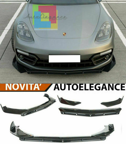 0284 PORSCHE PANAMERA 971 SPLITTER PARAURTI ANTERIORE NERO LUCIDO LOOK RS AUTOELEGANCERICAMBI