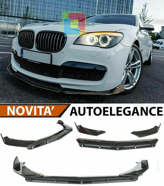 0173 BMW SERIE 7 F01 F02 SPLITTER PARAURTI ANTERIORE NERO LUCIDO LOOK RS AUTOELEGANCERICAMBI