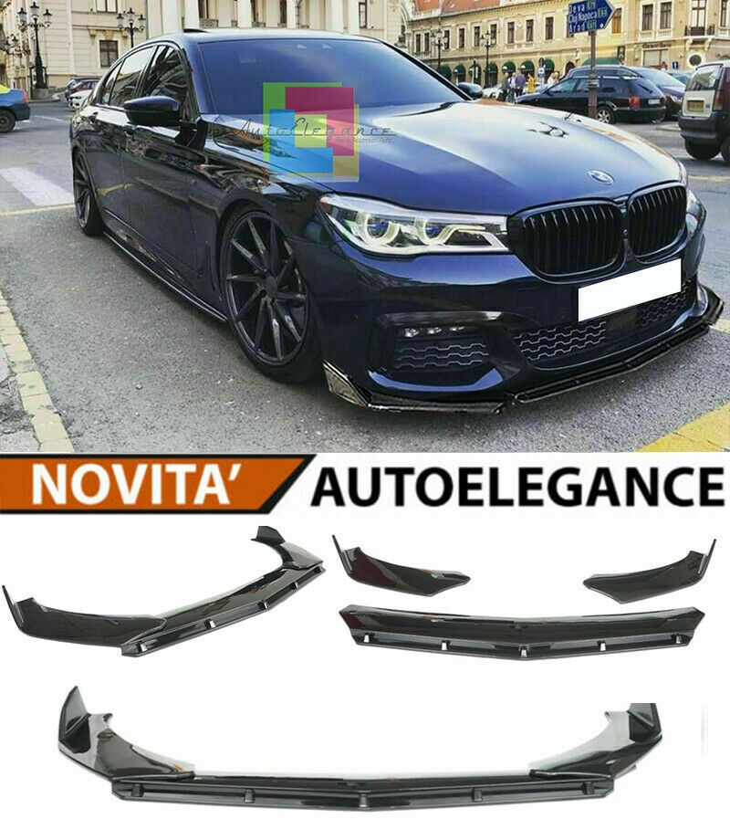 0164 BMW SERIE 7 G11 G12 SPLITTER PARAURTI ANTERIORE NERO LUCIDO LOOK RS AUTOELEGANCERICAMBI