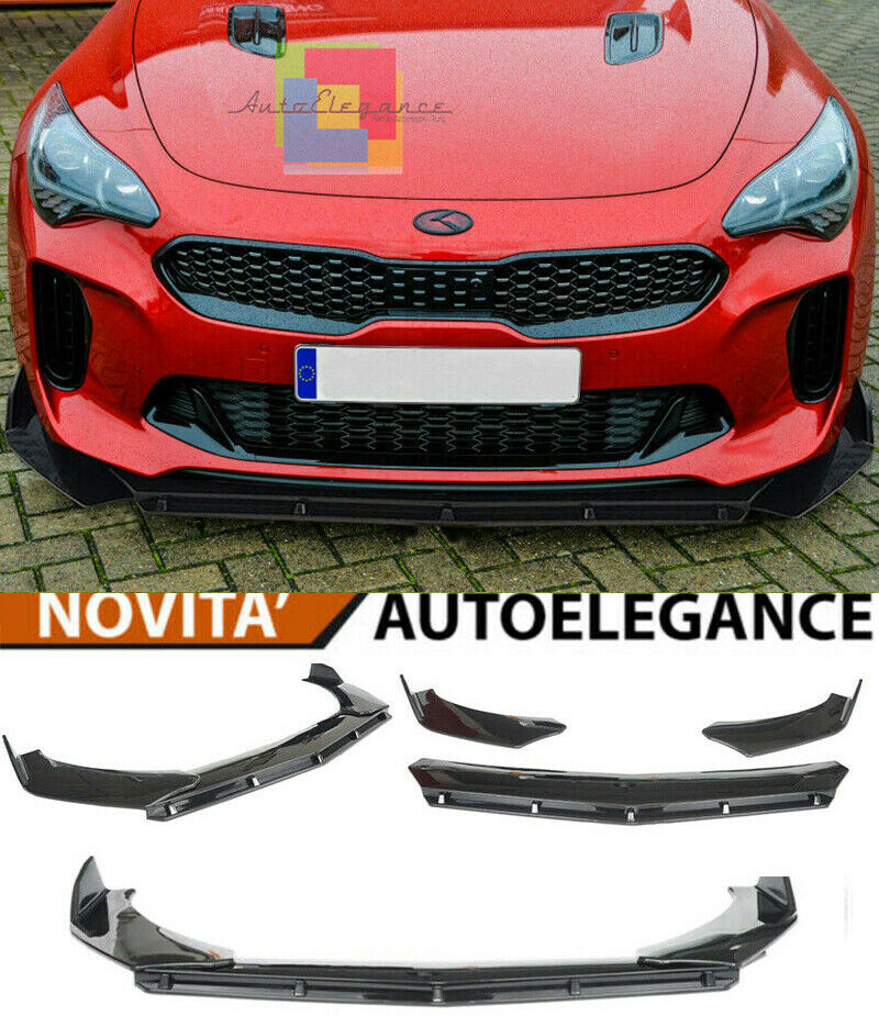 0258 KIA STINGER CK 2017+ SPLITTER PARAURTI ANTERIORE NERO LUCIDO LOOK RS AUTOELEGANCERICAMBI