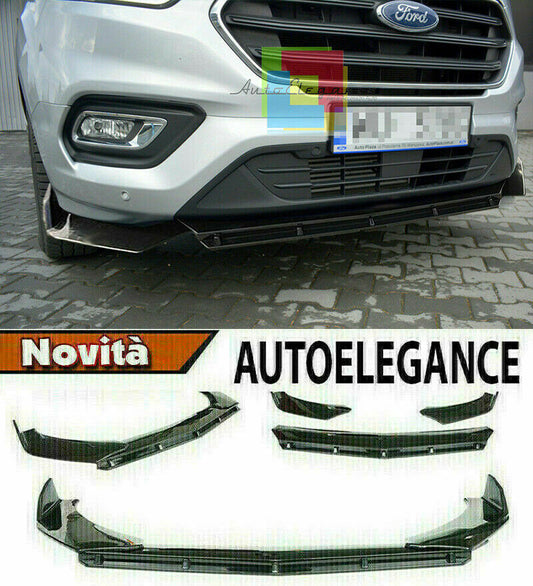 0195 FORD TRANSIT CUSTOM SPLITTER PARAURTI ANTERIORE NERO LUCIDO LOOK RS AUTOELEGANCERICAMBI