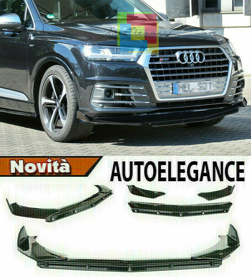 0197 AUDI Q7 SQ7 4M 2015+ SPLITTER PARAURTI ANTERIORE NERO LUCIDO LOOK RS AUTOELEGANCERICAMBI