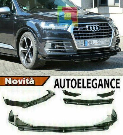 0197 AUDI Q7 SQ7 4M 2015+ SPLITTER PARAURTI ANTERIORE NERO LUCIDO LOOK RS AUTOELEGANCERICAMBI