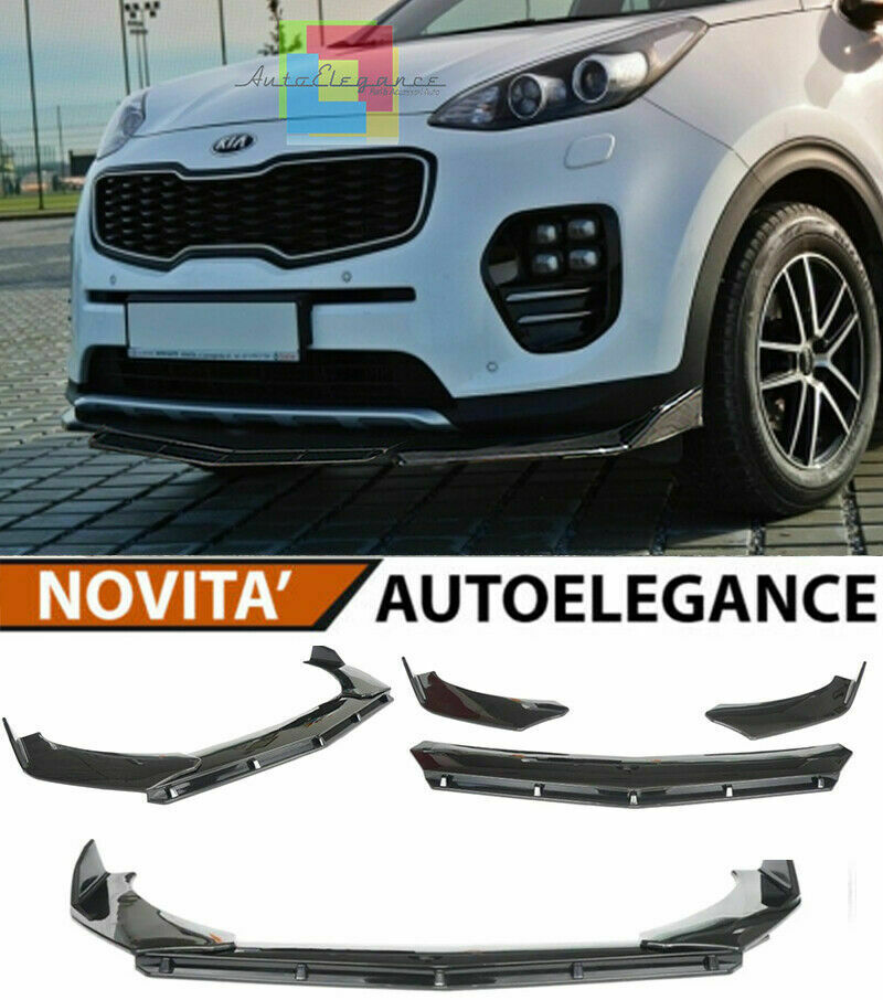 0180 KIA SPORTAGE QL 2015+ SPLITTER PARAURTI ANTERIORE NERO LUCIDO LOOK RS AUTOELEGANCERICAMBI