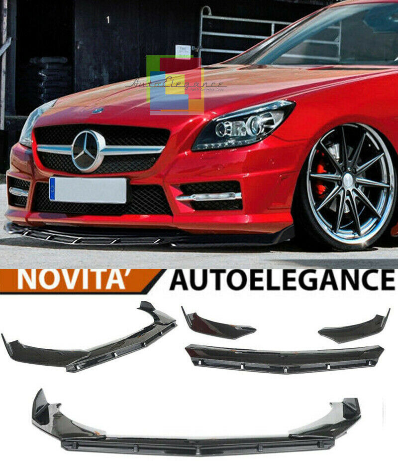 0267 MERCEDES SLK R172 SPLITTER PARAURTI ANTERIORE NERO LUCIDO LOOK RS AUTOELEGANCERICAMBI