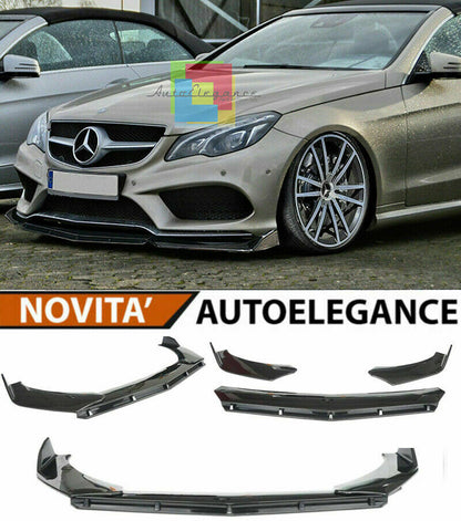 0172 MERCEDES CLASSE E W207 SPLITTER PARAURTI ANTERIORE NERO LUCIDO LOOK RS AUTOELEGANCERICAMBI