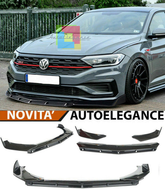 0244 VW JETTA VII 7 2019+ SPLITTER PARAURTI ANTERIORE NERO LUCIDO LOOK RS AUTOELEGANCERICAMBI