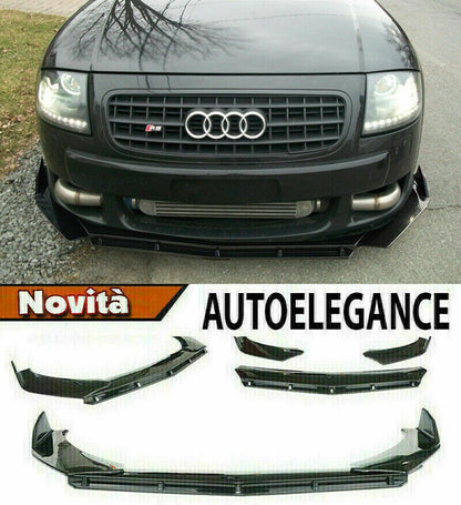 0218 AUDI TT 8N SPLITTER PARAURTI ANTERIORE NERO LUCIDO LOOK RS AUTOELEGANCERICAMBI